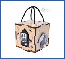 Carregar imagem no visualizador da galeria, Cubo Sensorial Educacional Em Madeira Com Alças - Cor de