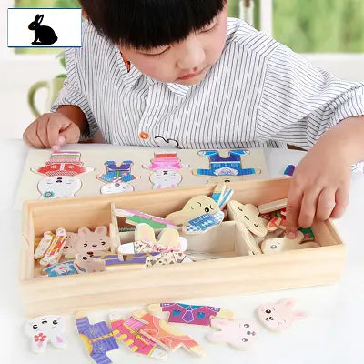 Caixa Emoções Família Coelho - Kit De Madeira Interativo