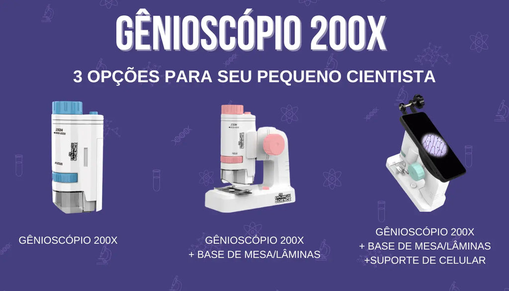 Gênioscópio Zoom 200x - 3 Opções De Kit Para Seu Pequeno