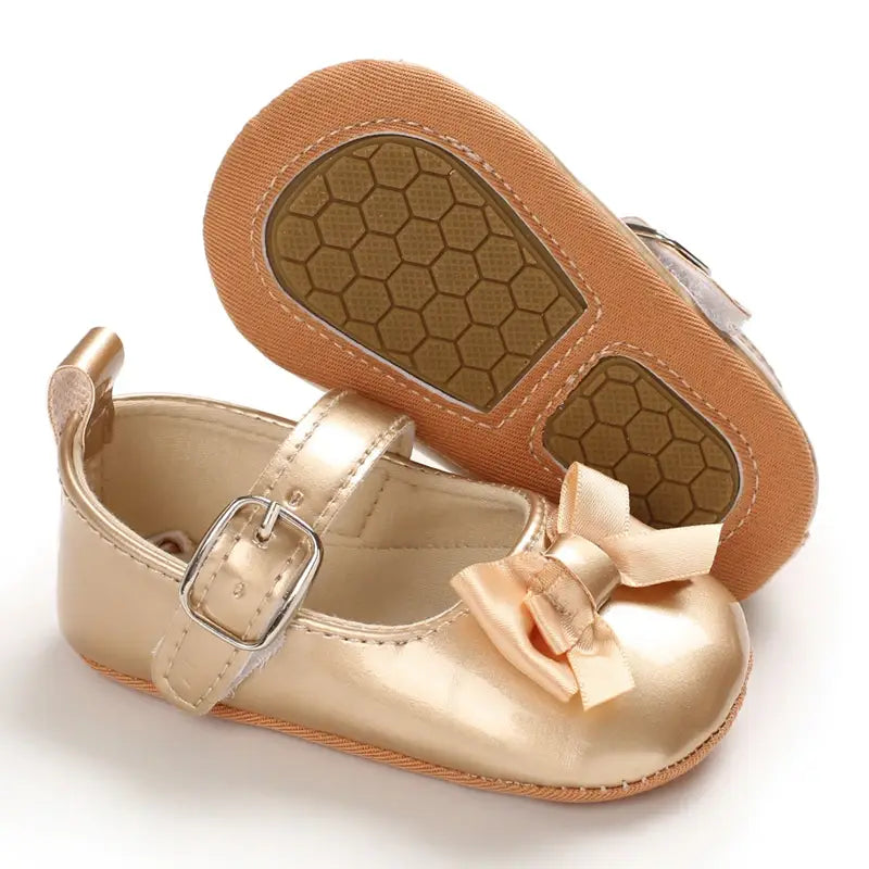 Golden Newborn Baby Baptism Walking Shoes Elegant And Noble