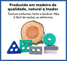 Carregar imagem no visualizador da galeria, Blocos De Encaixe Cognitivo - 100% Madeira - bloco de
