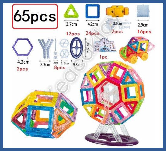 Blocos Magnéticos Criativo - 65pcs - Brinquedos educativos