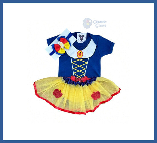 Body Bebê Princesa Maça + Tule + Laço - Mesversario