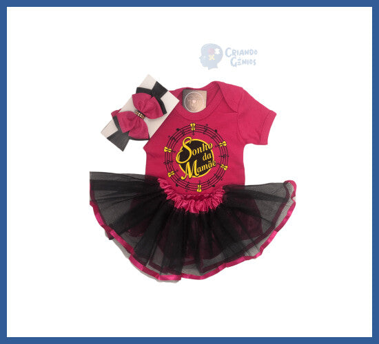 Body Bebê Sonho Da Mamãe+ Tule + Laço - Mesversário