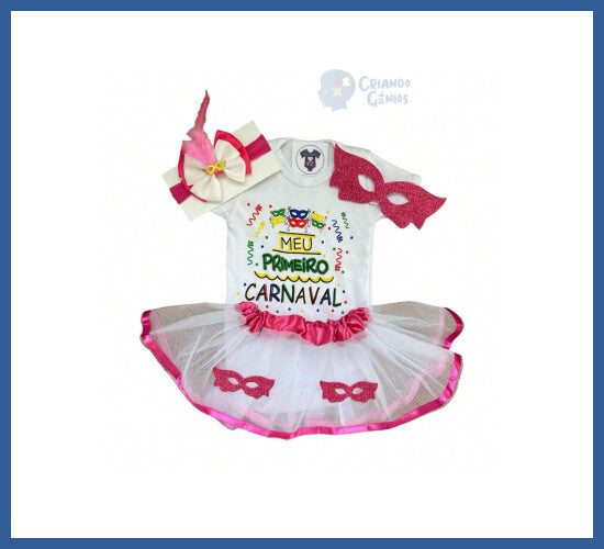 Carnaval Bebê: Body + Acessórios - Rosa / 0-3M