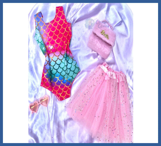 Conjunto Infantil Menina Body Escama e Saia De Tule Festa