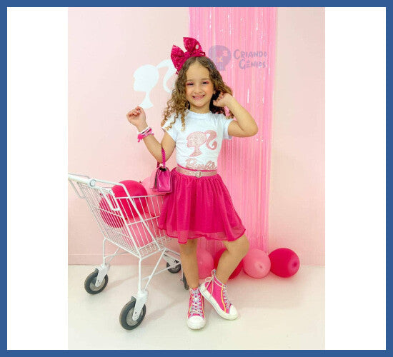 Conjunto Saia e Blusa Brinde Cinto Menina Moda Infantil