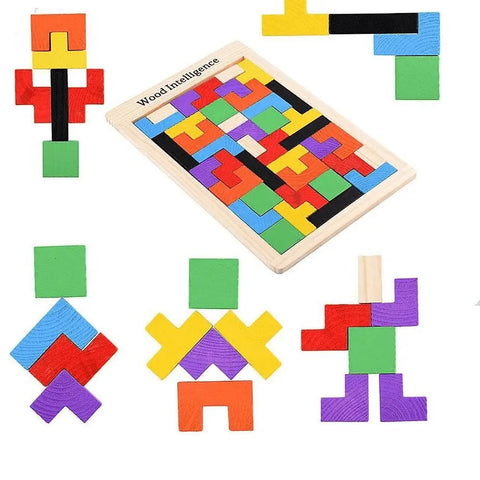 Tetris De Madeira Jogo De Raciocínio Lógico e Espacial