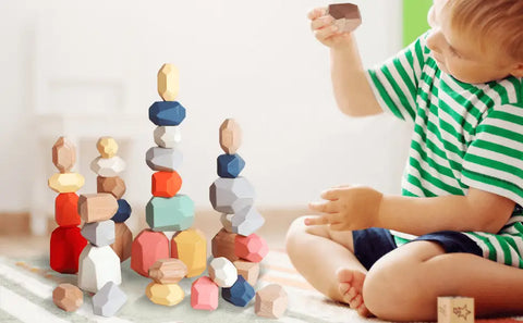 Pedras De Madeira Montessori - Equilíbrio e Criatividade