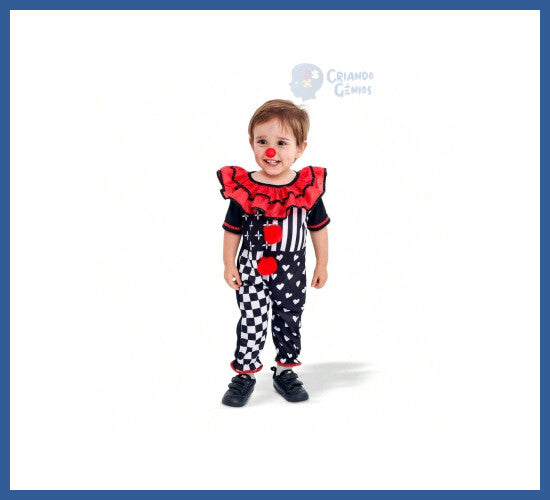 Fantasia De Halloween Palhaço Pierrot Baby Menino Carnaval