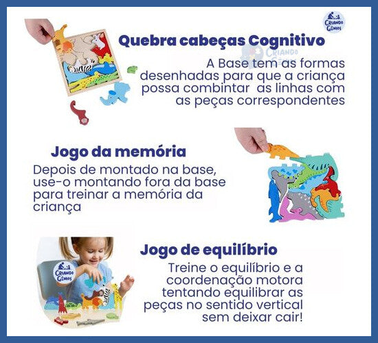 Jogo Cognitivo 3 Em 1- Montessori - Jogo Cognitivo 3 em 1