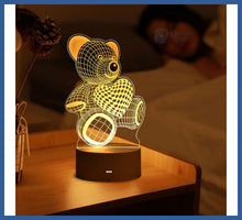 Carregar imagem no visualizador da galeria, Luminária 3d Infantil - Decoração e Luz Noturna - Urso
