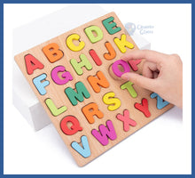 Carregar imagem no visualizador da galeria, Quebra-cabeça Do Alfabeto e Números Em Madeira - encaixe
