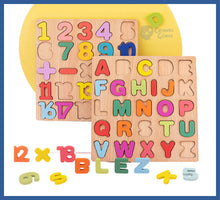 Carregar imagem no visualizador da galeria, Quebra-cabeça Do Alfabeto e Números Em Madeira - encaixe
