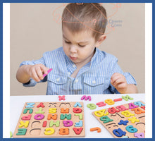 Carregar imagem no visualizador da galeria, Quebra-cabeça Do Alfabeto e Números Em Madeira - encaixe
