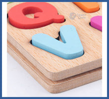 Carregar imagem no visualizador da galeria, Quebra-cabeça Do Alfabeto e Números Em Madeira - encaixe
