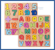 Carregar imagem no visualizador da galeria, Quebra-cabeça Do Alfabeto e Números Em Madeira - encaixe
