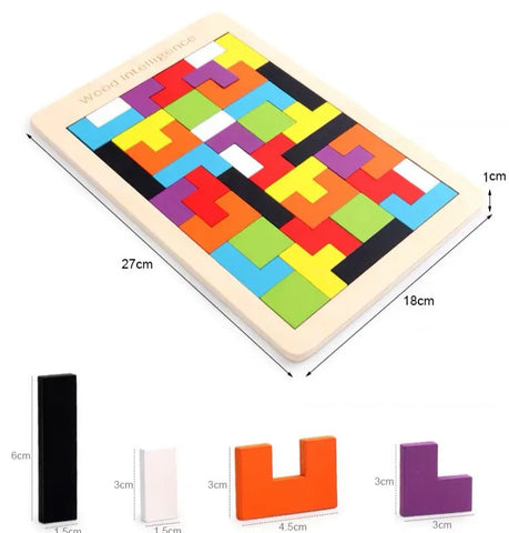 Tetris De Madeira Jogo De Raciocínio Lógico e Espacial
