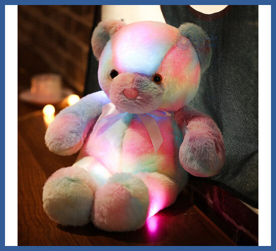 Urso Iluminado Colorido - 30cm - urso iluminado Urso