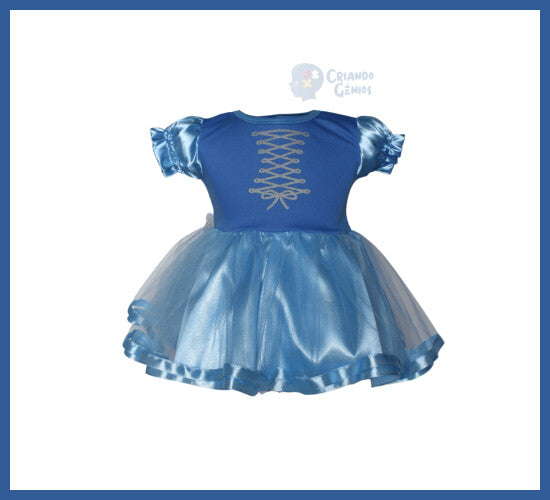 Vestido Infantil Princesa Do Gelo Com Tule e Detalhe Em